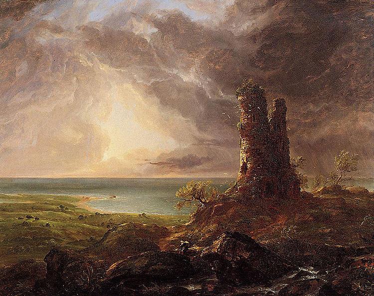 Romantic Landscape with Ruined Tower, Thomas Cole